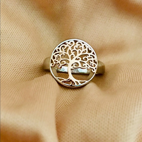 925 Sterling Silver Tree of Life Ring size 8 - Picture 2 of 3